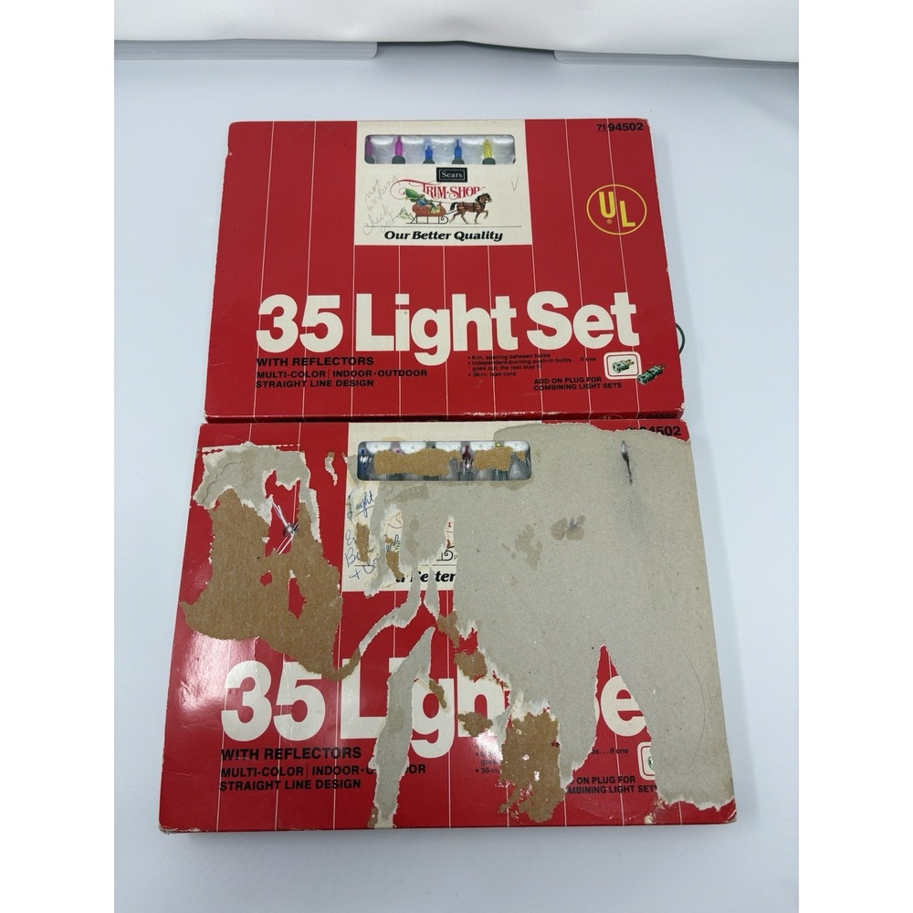 2 Set of Vintage Sears Christmas Lights Multi- Color W/ Reflectors Lights Read